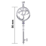 Om Symbol Spiritual Enchantment Key Silver Pendant with Gem TPD5712 - Jewelry