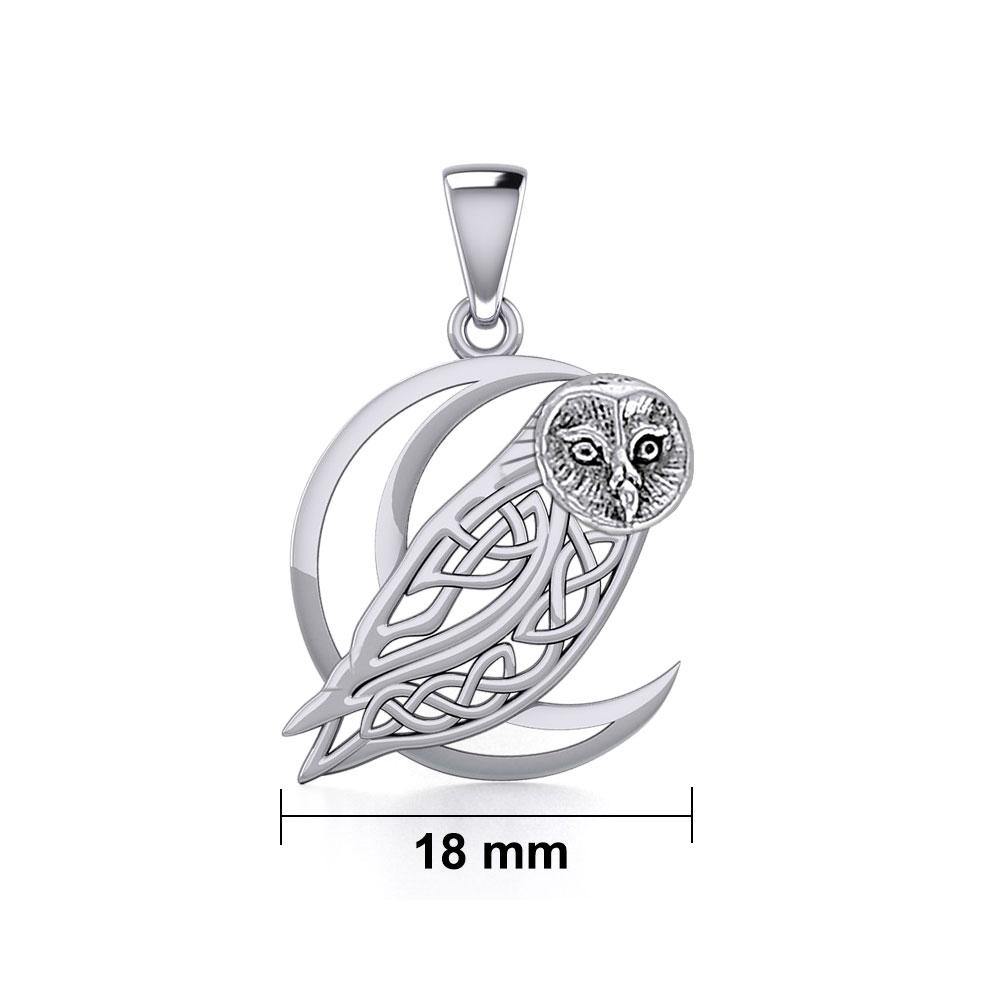 Celtic Owl on Crescent Moon Silver Pendant TPD5714 - Jewelry