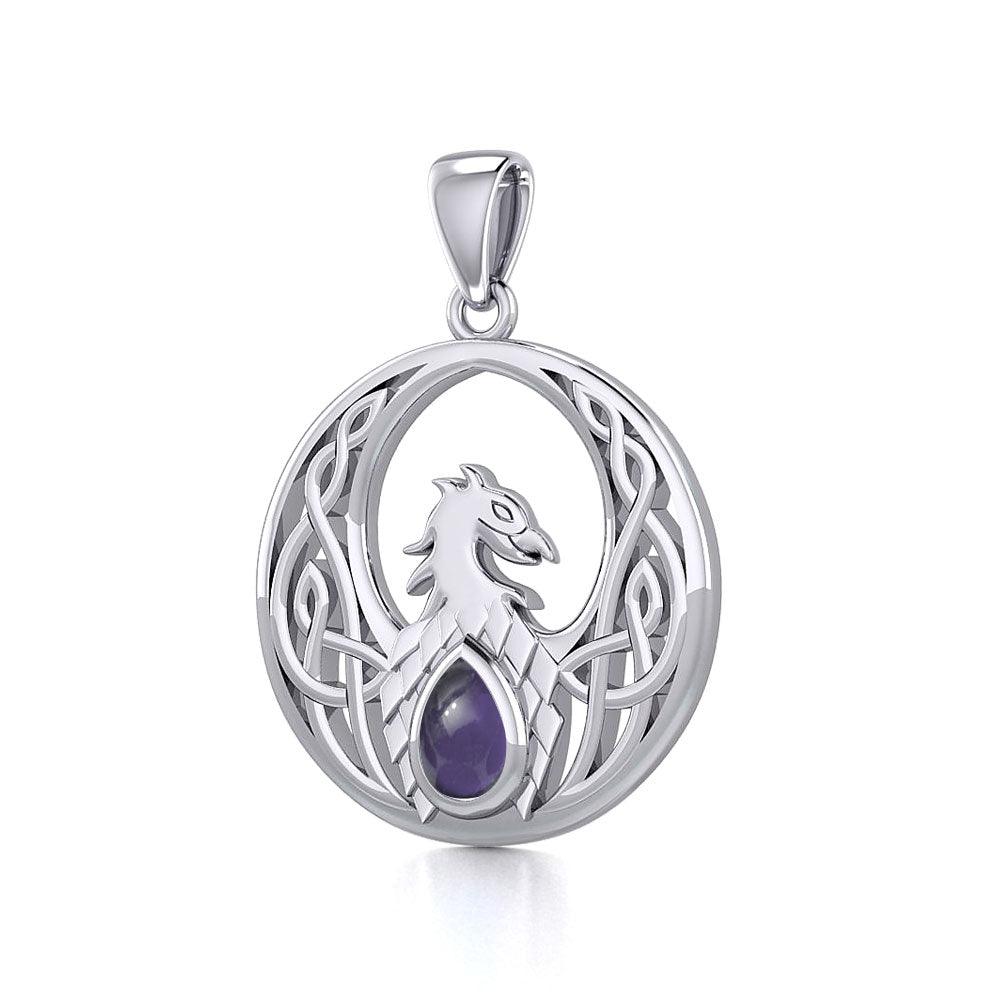 Rise with Resilience: Celtic Phoenix Sterling Silver Pendant with Gemstone TPD5719 | Embrace the Rebirth of Your Spirit - Jewelry