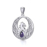 Rise with Resilience: Celtic Phoenix Sterling Silver Pendant with Gemstone TPD5719 | Embrace the Rebirth of Your Spirit - Jewelry