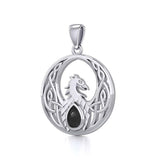 Rise with Resilience: Celtic Phoenix Sterling Silver Pendant with Gemstone TPD5719 | Embrace the Rebirth of Your Spirit - Jewelry