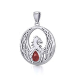 Rise with Resilience: Celtic Phoenix Sterling Silver Pendant with Gemstone TPD5719 | Embrace the Rebirth of Your Spirit - Jewelry