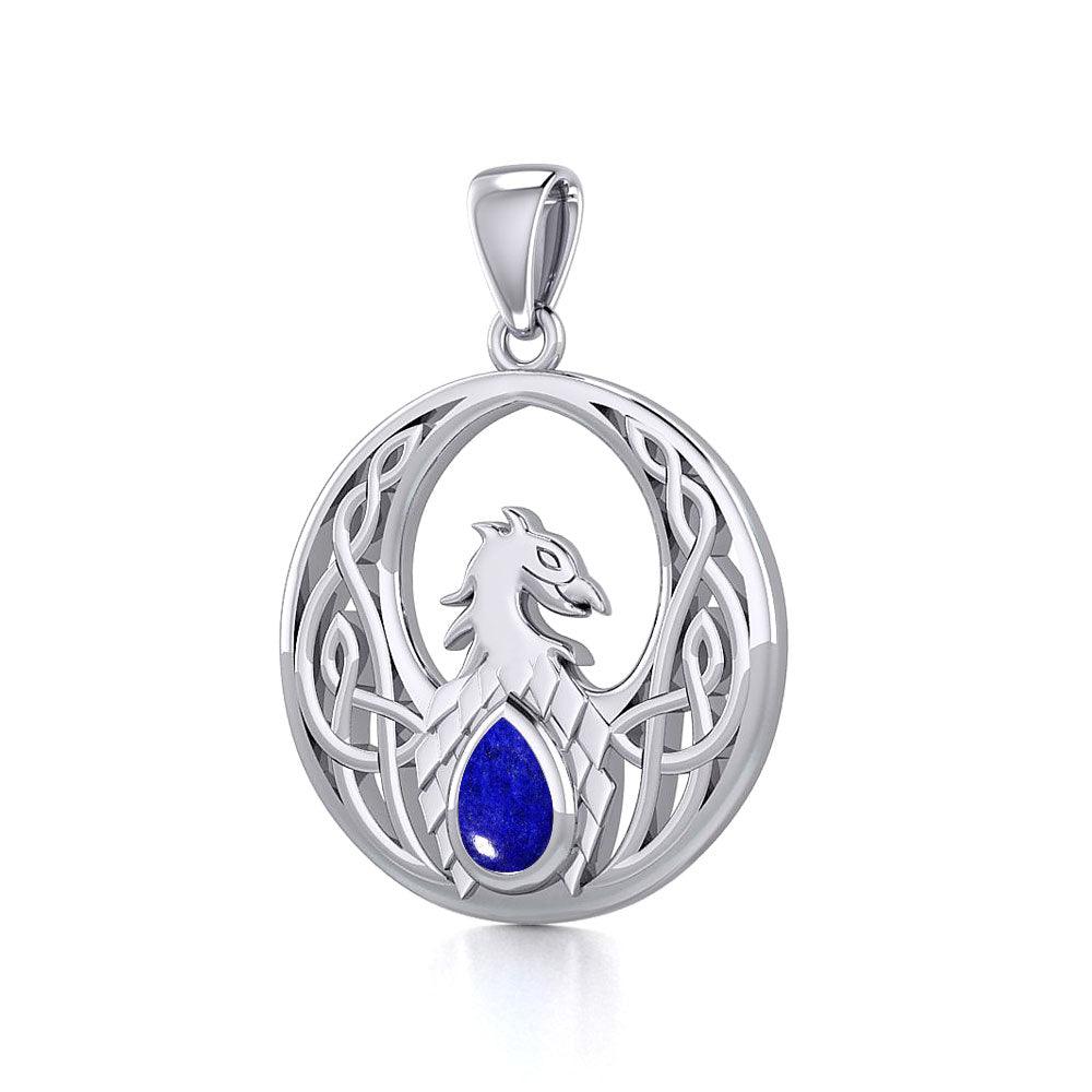 Rise with Resilience: Celtic Phoenix Sterling Silver Pendant with Gemstone TPD5719 | Embrace the Rebirth of Your Spirit - Jewelry