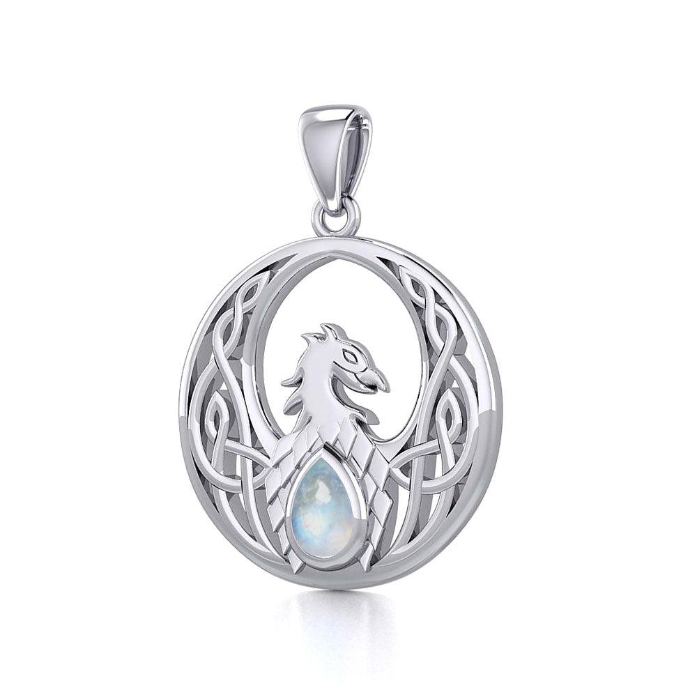 Rise with Resilience: Celtic Phoenix Sterling Silver Pendant with Gemstone TPD5719 | Embrace the Rebirth of Your Spirit - Jewelry