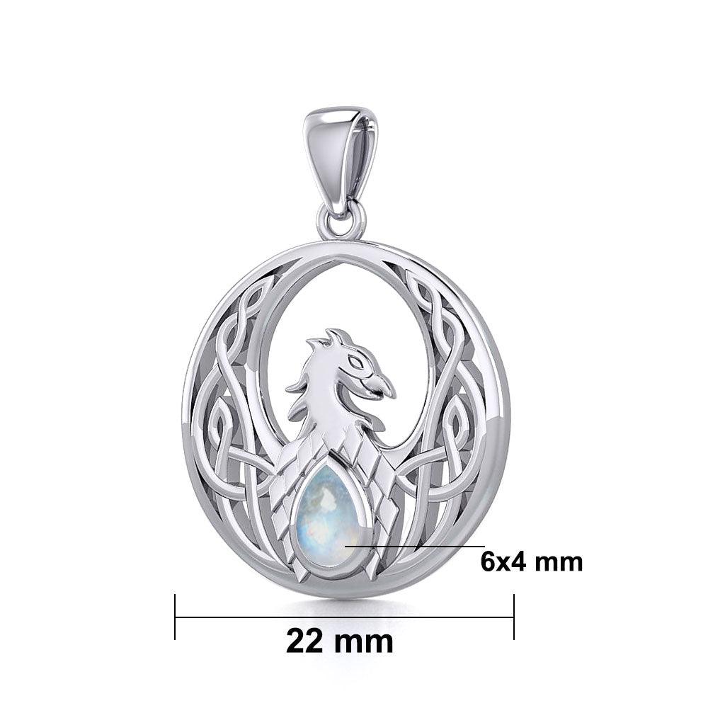 Rise with Resilience: Celtic Phoenix Sterling Silver Pendant with Gemstone TPD5719 | Embrace the Rebirth of Your Spirit - Jewelry