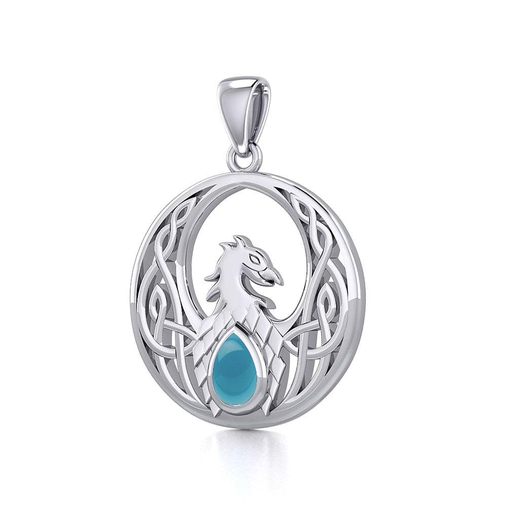 Rise with Resilience: Celtic Phoenix Sterling Silver Pendant with Gemstone TPD5719 | Embrace the Rebirth of Your Spirit - Jewelry