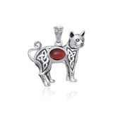 Celtic Cat Sterling Silver Pendant with Gemstone TPD5729
