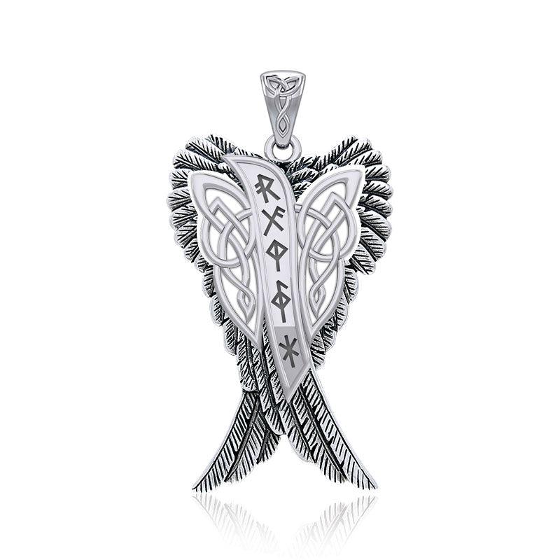 Celtic Angel Wings with Rune Symbols silver Pendant TPD5735 - Jewelry