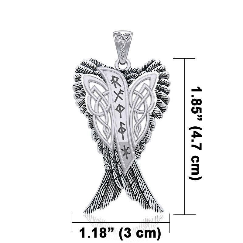 Celtic Angel Wings with Rune Symbols silver Pendant TPD5735 - Jewelry