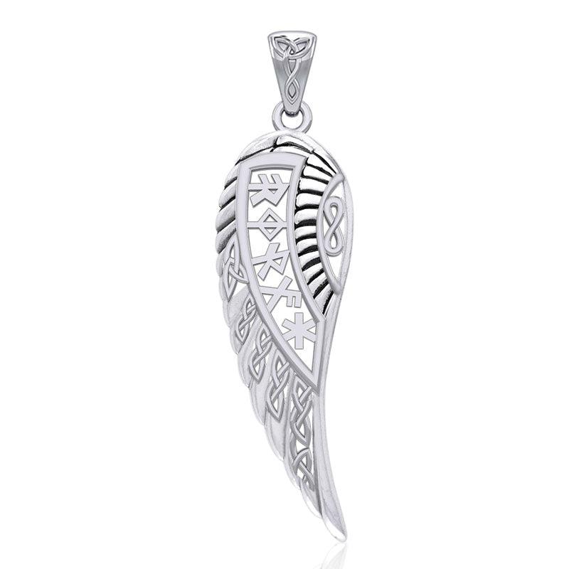Celtic Angel Wing with Rune Symbols silver Pendant TPD5736 - Jewelry