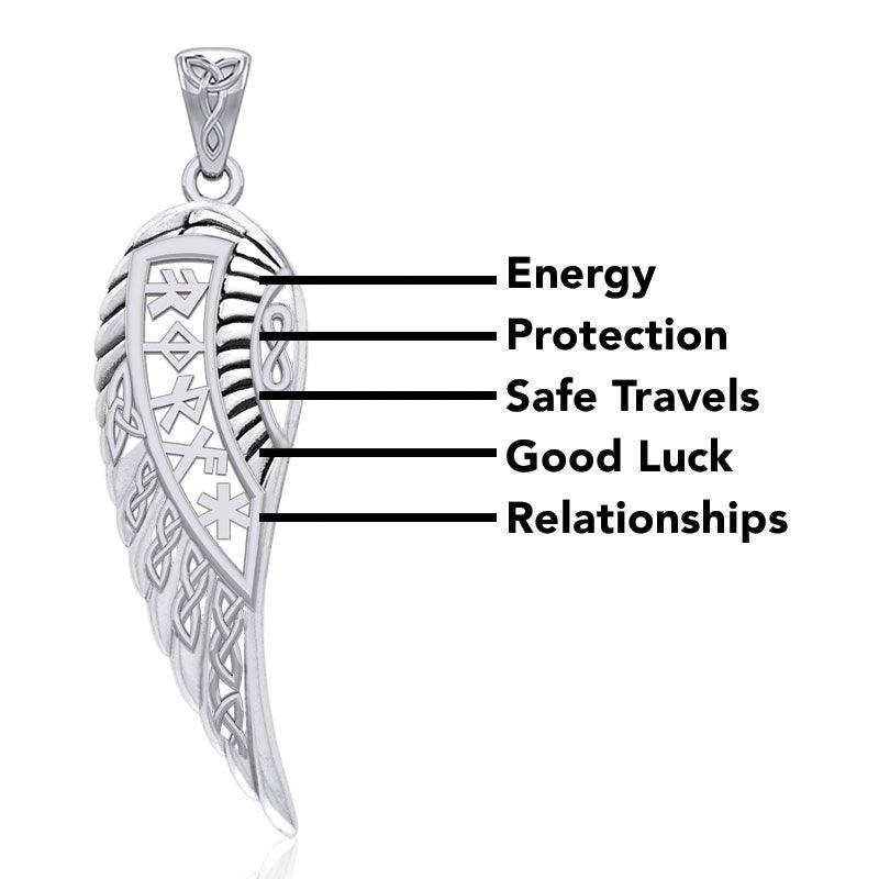 Celtic Angel Wing with Rune Symbols silver Pendant TPD5736 - Jewelry