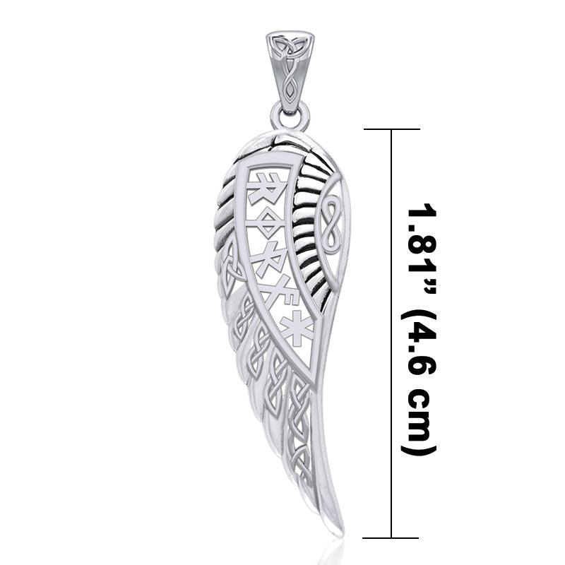 Celtic Angel Wing with Rune Symbols silver Pendant TPD5736 - Jewelry