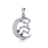Crescent Moon and Virgo Astrology Constellation Sterling Silver Pendant TPD5771