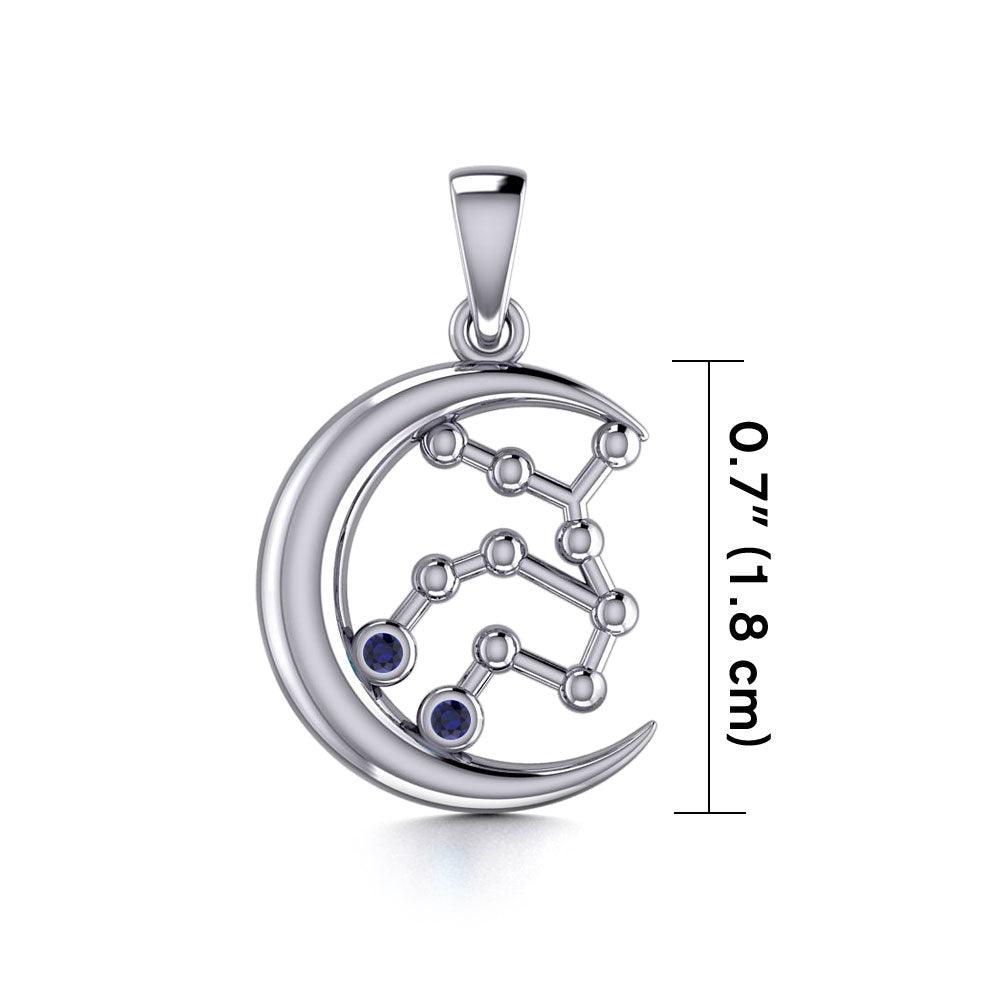 Crescent Moon and Virgo Astrology Constellation Silver Pendant TPD5771 - Jewelry