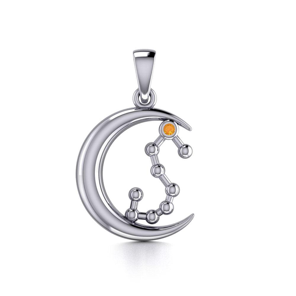 Crescent Moon and Scorpio Astrology Constellation Silver Pendant TPD5773 - Jewelry