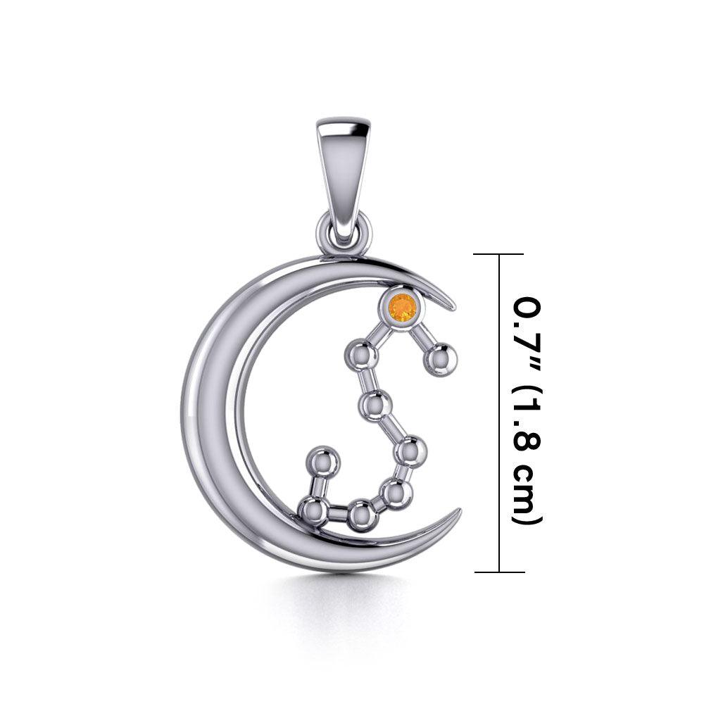 Crescent Moon and Scorpio Astrology Constellation Silver Pendant TPD5773 - Jewelry