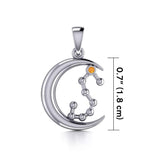 Crescent Moon and Scorpio Astrology Constellation Silver Pendant TPD5773 - Jewelry
