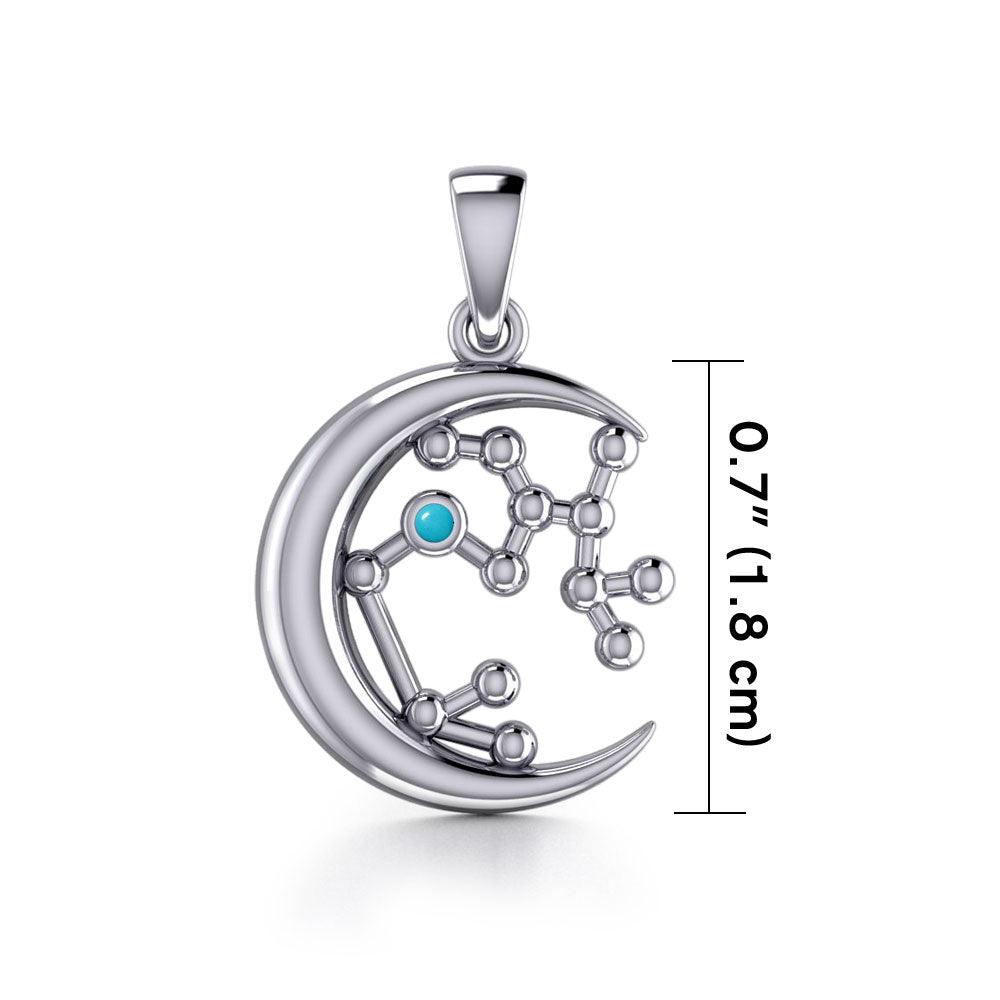 Crescent Moon and Sagittarius Astrology Constellation Silver Pendant TPD5774 - Jewelry