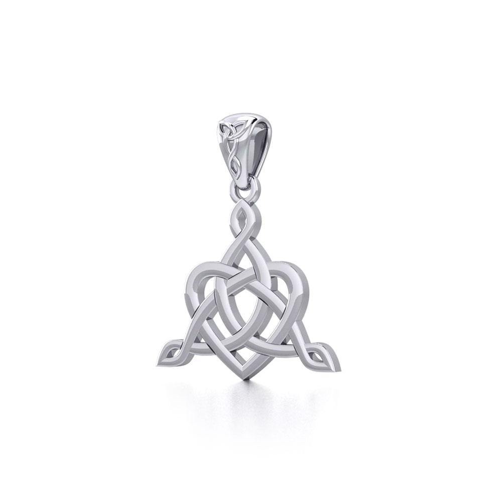 Celtic Father-Mother-Child "Family A Born For Eternity "Triquetra or Trinity Heart Silver Pendant TPD5783 - Jewelry