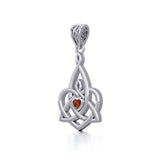 Celtic Motherhood Triquetra or Trinity Heart Silver Pendant With Gem TPD5784 - Jewelry