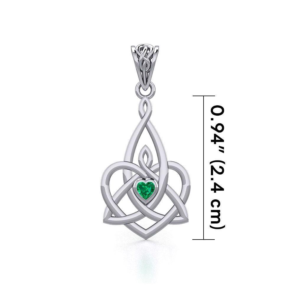 Celtic Motherhood Triquetra or Trinity Heart Silver Pendant With Gem TPD5784 - Jewelry