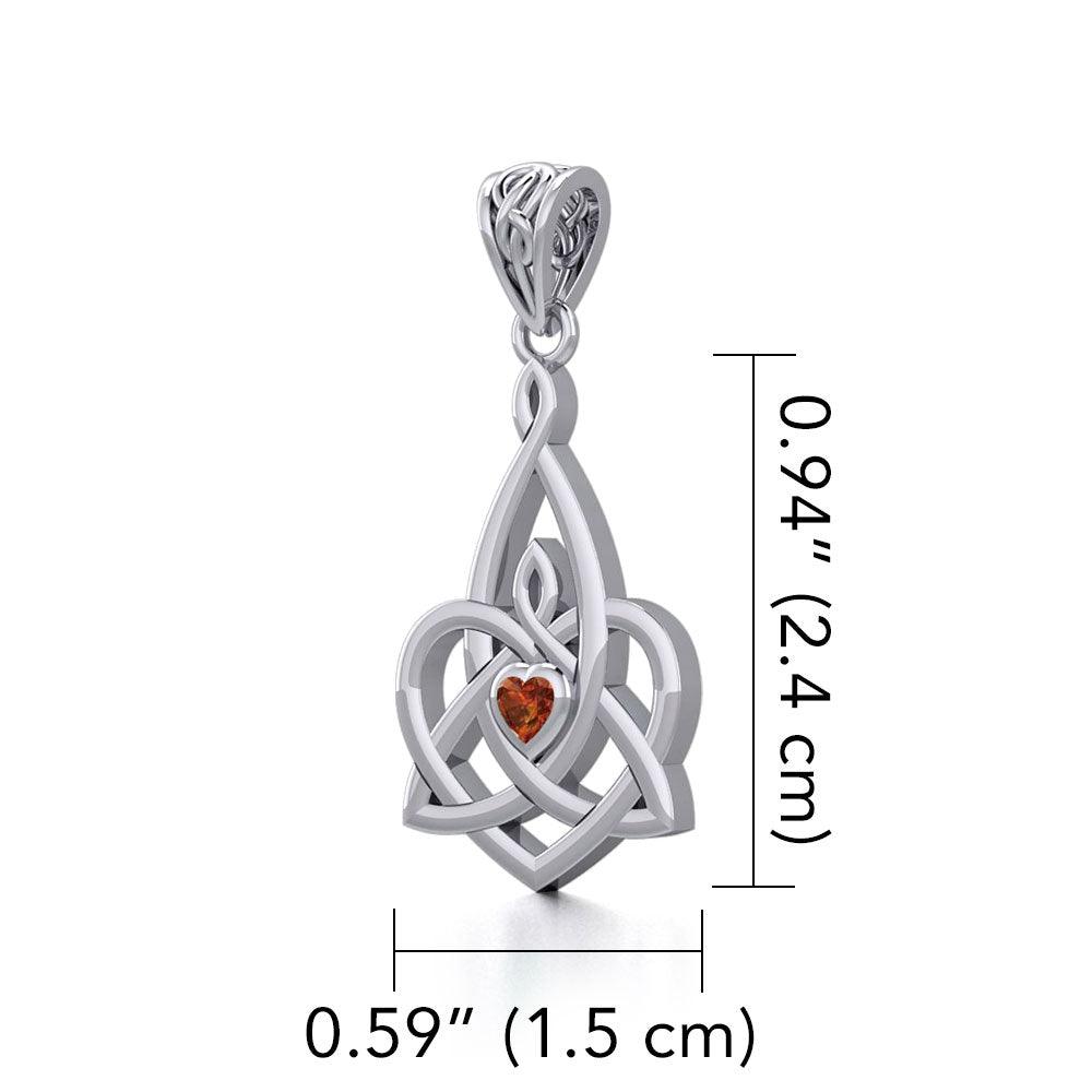 Celtic Motherhood Triquetra or Trinity Heart 14K Solid Gold Pendant With Gem GPD5784 - Jewelry