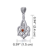 Celtic Motherhood Triquetra or Trinity Heart 14K Solid Gold Pendant With Gem GPD5784 - Jewelry