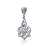 Celtic Motherhood Triquetra or Trinity Heart 14K Solid Gold Pendant With Gem GPD5784 - Jewelry
