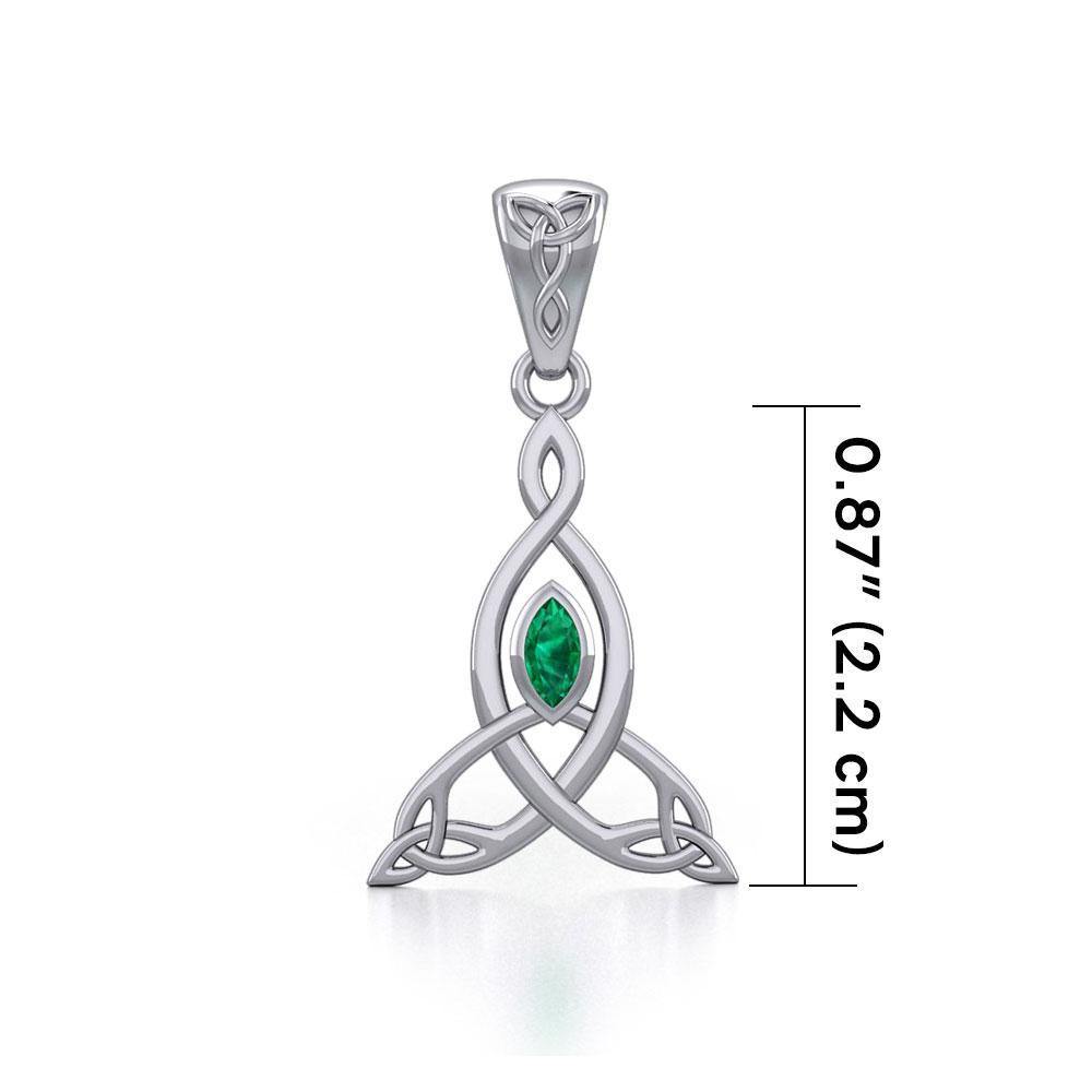 Celtic Motherhood Triquetra or Trinity Knot Silver Pendant With Gem TPD5785 - Jewelry
