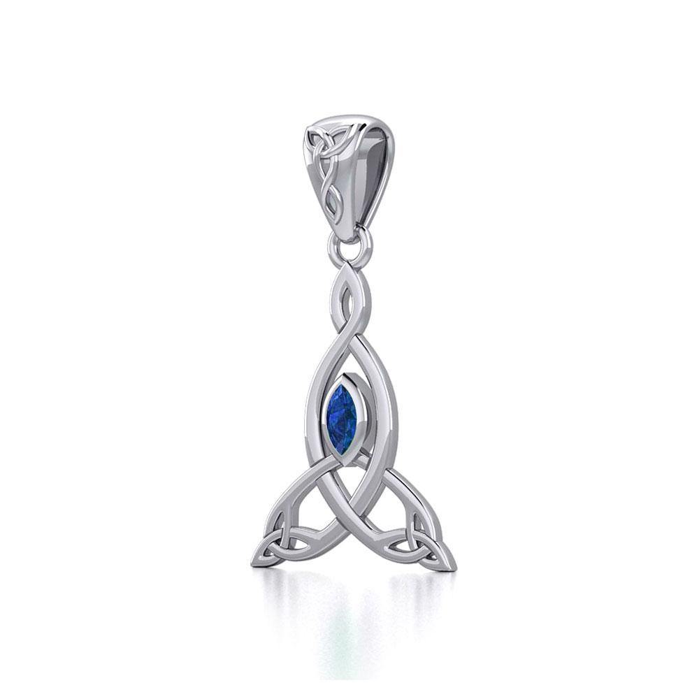 Celtic Motherhood Triquetra or Trinity Knot Silver Pendant With Gem TPD5785 - Jewelry