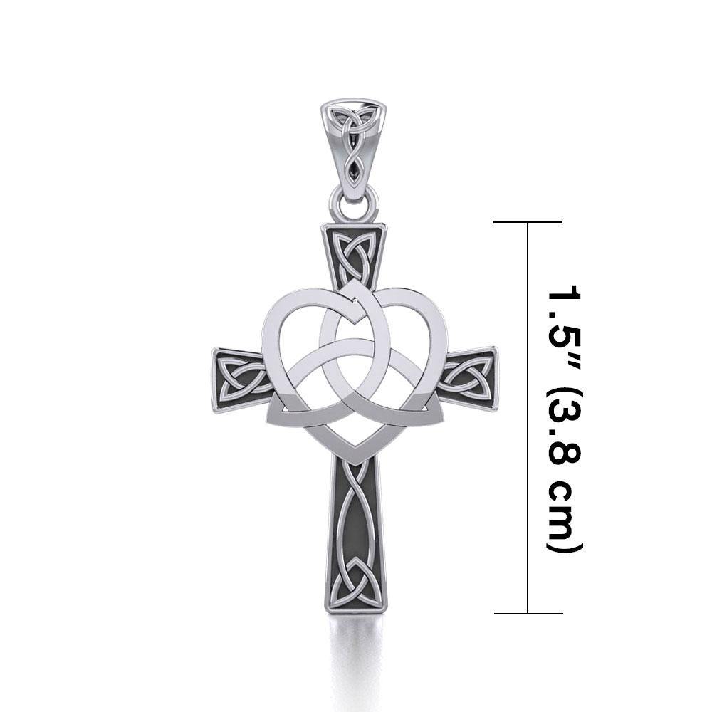 Celtic Cross with Trinity Heart Silver Pendant TPD5810 - Jewelry