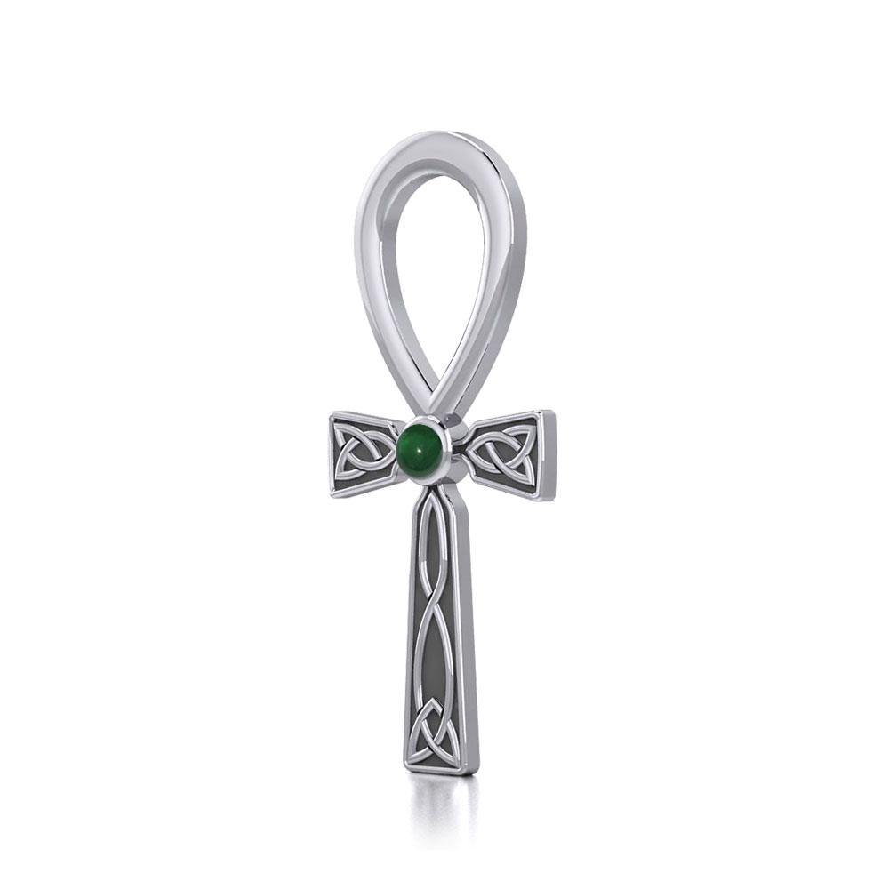 Celtic Ankh Silver Pendant with Gem TPD5812 - Jewelry