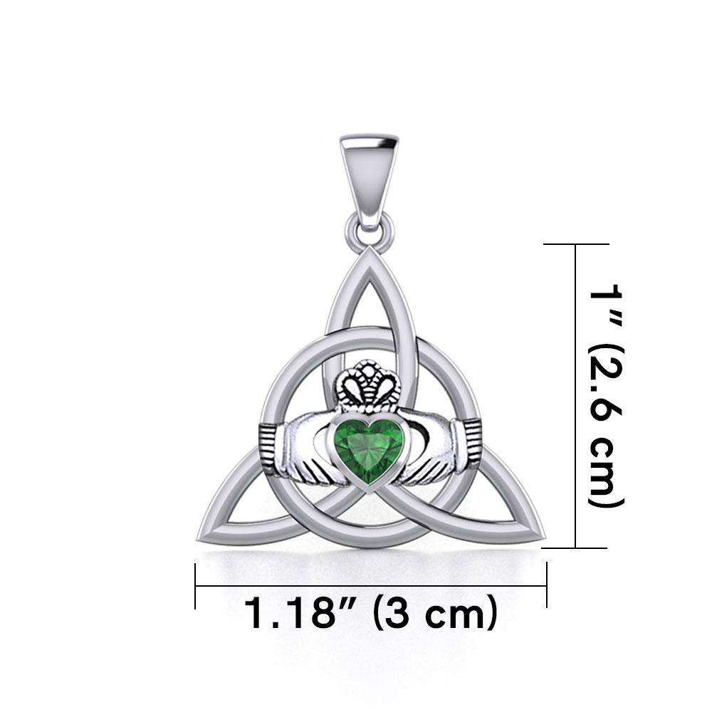 Triquetra Claddagh with Gemstone Silver Pendant TPD5814 - Jewelry