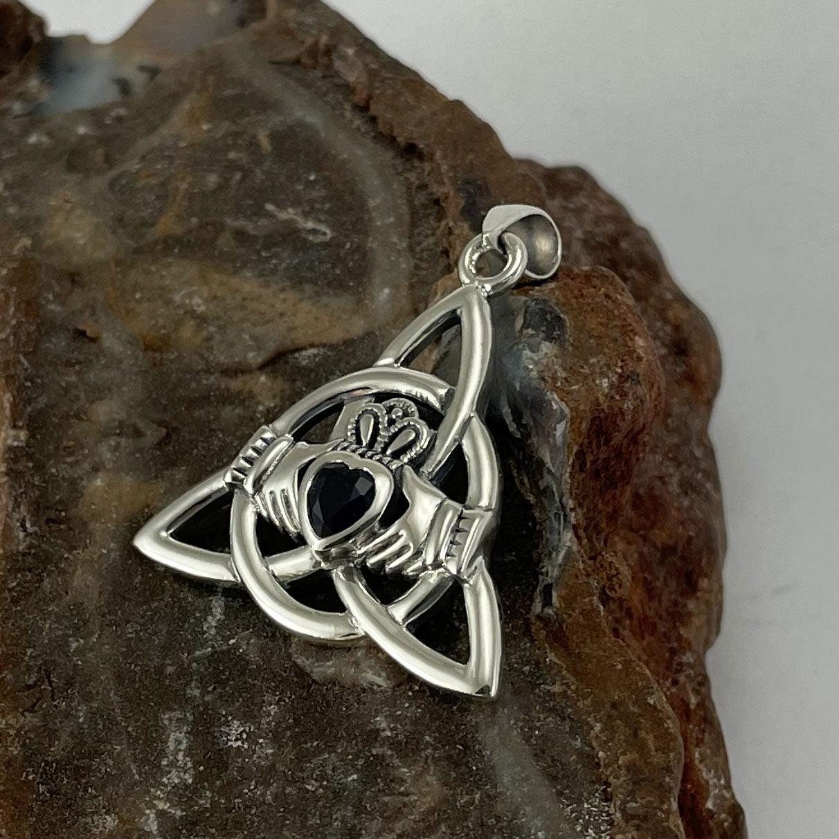 Triquetra Claddagh with Gemstone Silver Pendant TPD5814 - Jewelry