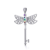 Chakra Dragonfly Spiritual Enchantment Key Silver Pendant TPD5816 - Jewelry