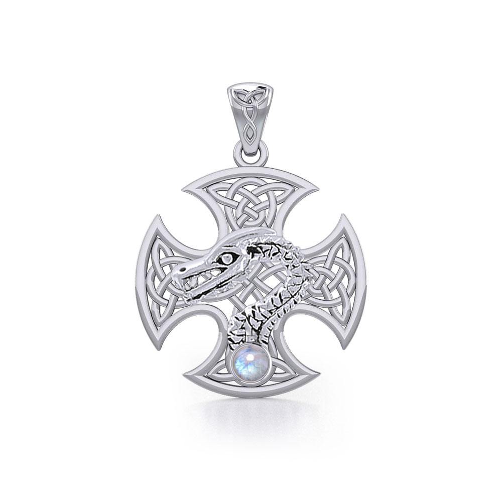 Dragon with Celtic Cross Silver Pendant TPD5818 - Jewelry