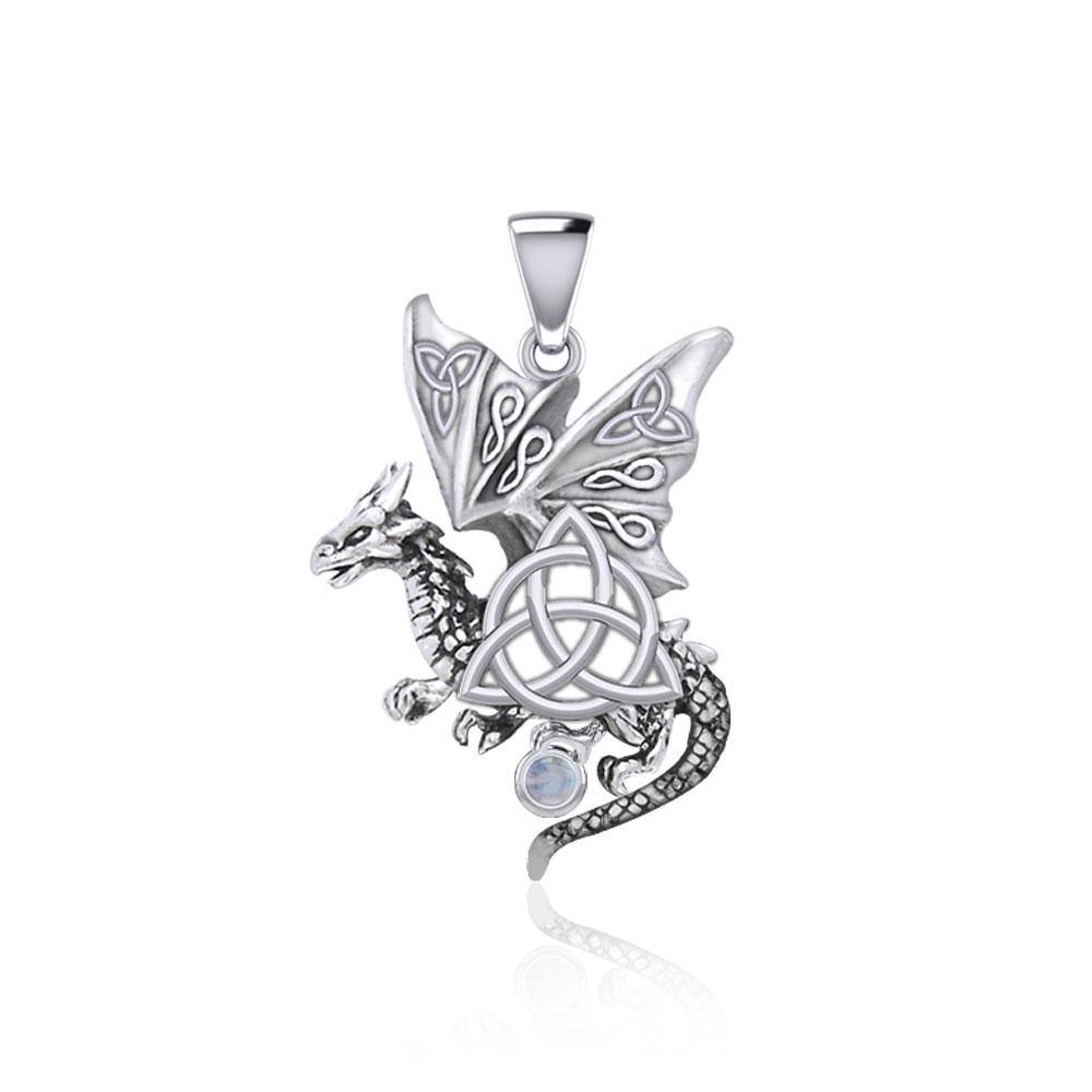Dragon with Triquetra Silver Pendant TPD5821 - Jewelry