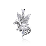Dragon with Triquetra Silver Pendant TPD5821