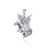 Dragon with Triquetra Silver Pendant TPD5821 - Jewelry