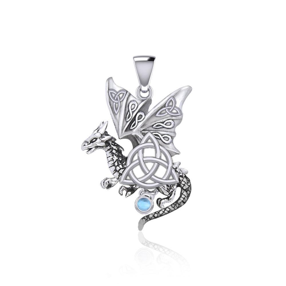 Dragon with Triquetra Silver Pendant TPD5821 - Jewelry