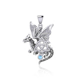 Dragon with Triquetra Silver Pendant TPD5821 - Jewelry