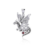 Dragon with Triquetra Silver Pendant TPD5821 - Jewelry