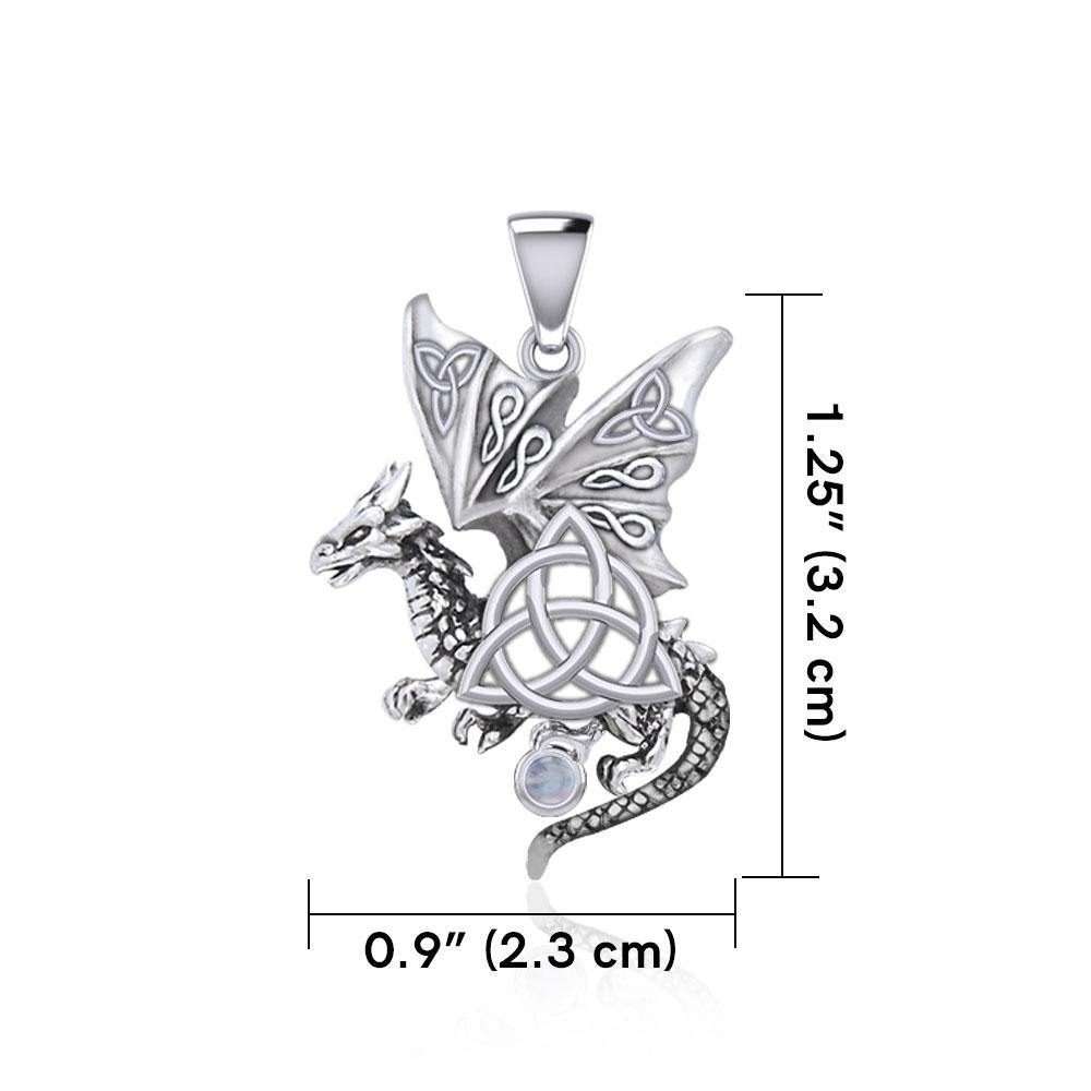 Dragon with Triquetra Silver Pendant TPD5821 - Jewelry