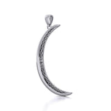 Crescent Moon with Celtic Design Sterling Silver Large Pendant TPD5835