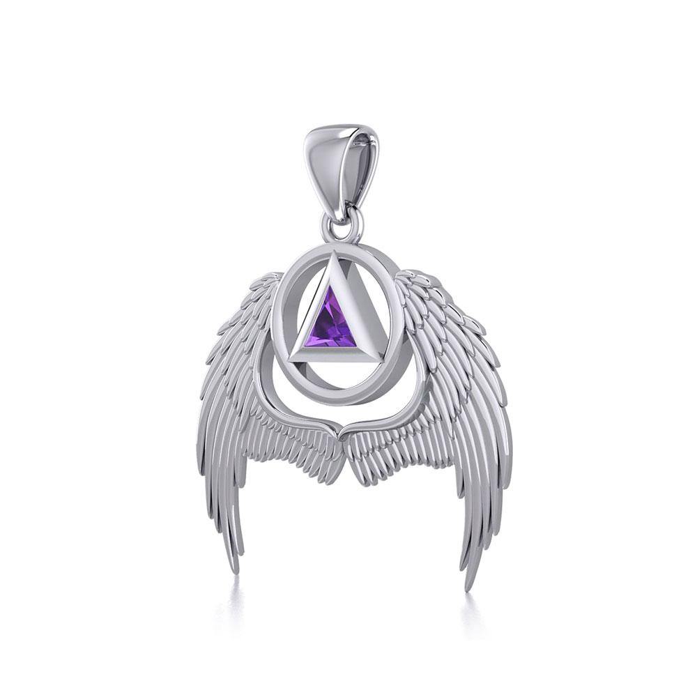 Angel Wings Recovery Silver Pendant with Gemstone TPD5840 - Jewelry