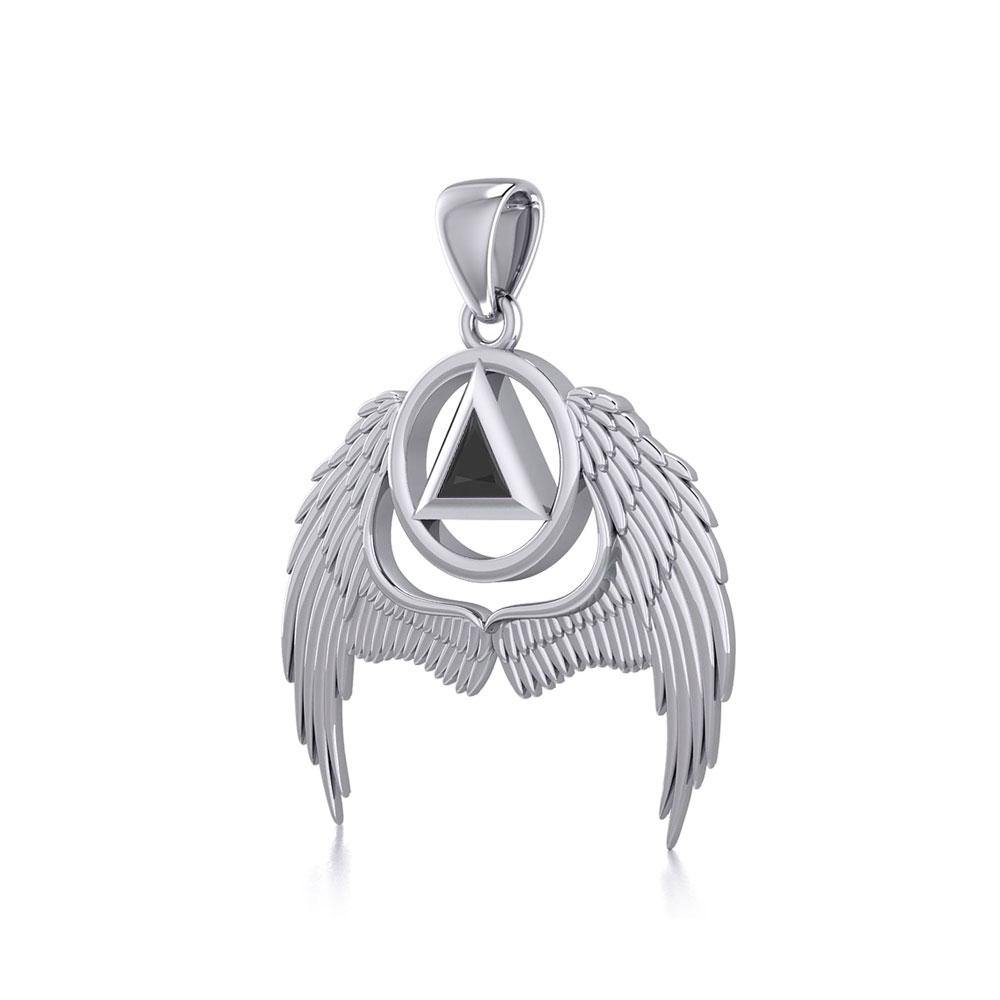 Angel Wings Recovery Silver Pendant with Gemstone TPD5840 - Jewelry