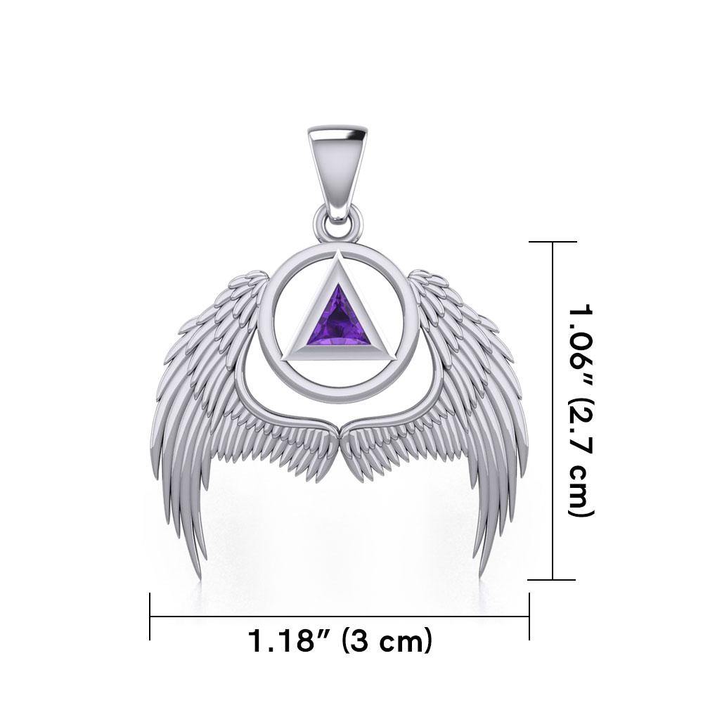 Angel Wings Recovery Silver Pendant with Gemstone TPD5840 - Jewelry