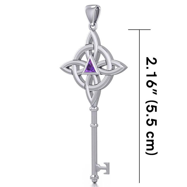 Celtic Recovery Spiritual Key Pendant with Gemstone TPD5845 - Jewelry