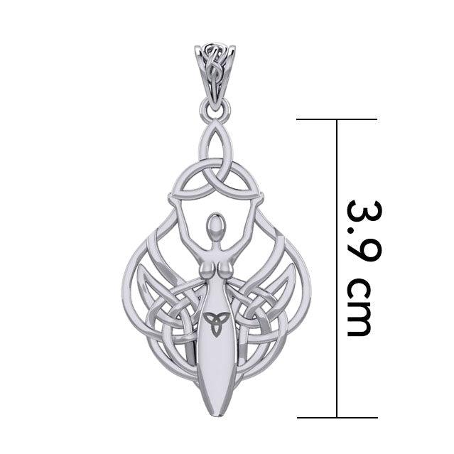 Celtic Goddess Holding Trinity Knot Silver Pendant TPD5847 - Jewelry