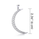 The Flower of Life in The large Crescent Moon Silver Pendant TPD5848 - Jewelry